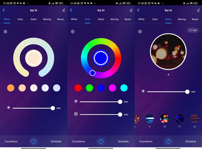 Alguma da personalização disponível na app Nedis SmartLife