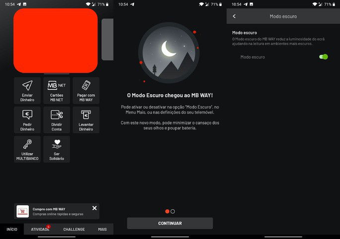 MB Way com Dark Mode no Android