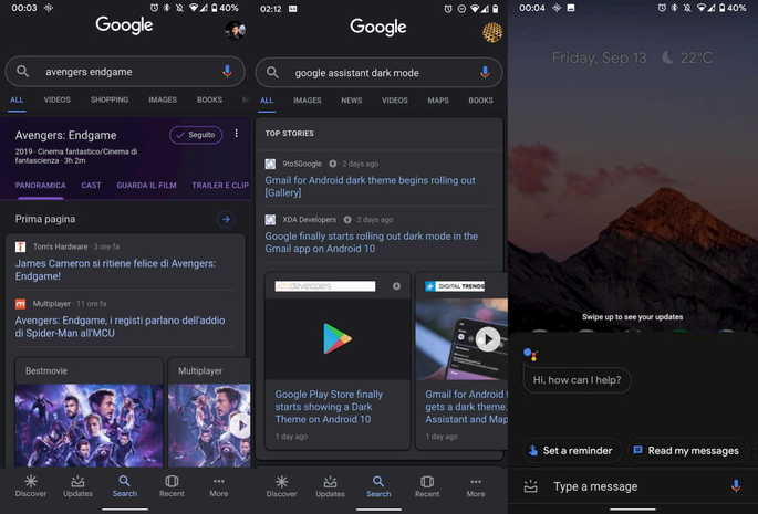 google app google assistant dark mode