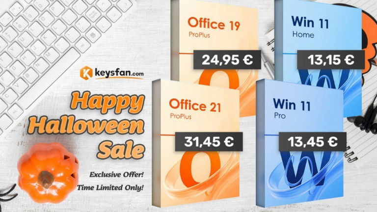 Imperdível! Windows 11 Pro e Office 2021 vitalício a partir de 13,45€ no Halloween Sale da Keysfan