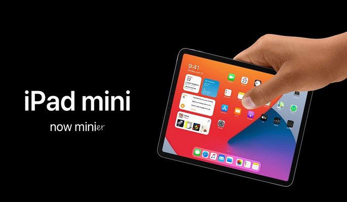 Conceito do iPad mini 6 com margens reduzidas