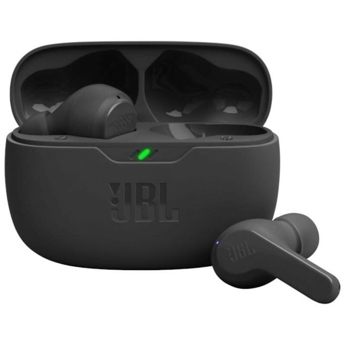 JBL Wave Beam, com drivers de 8 mm, sensibilidade de 100 dB e bateria com uma duração de até 32 horas e carregamento rápido
