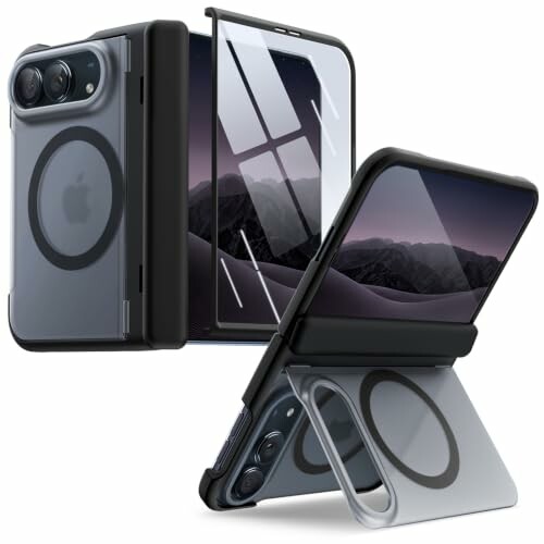 JETech Capa Magn&eacute;tica Mate para iPhone Duo com Suporte Oculto, Preta