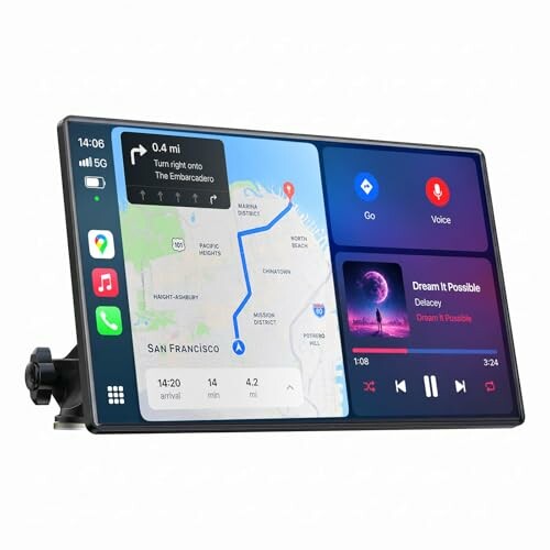 LAMTTO Ecrã portátil CarPlay/Android Auto com dashcam 2.5K + 1080p