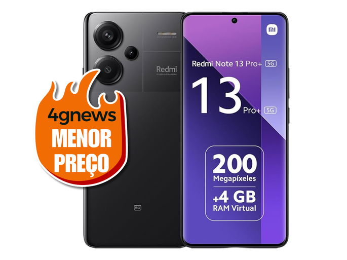 Redmi Note 13 Pro+ 5G Midnight Black, Alta resolução de 200 MP, 8 GB de RAM e 256 GB de memória interna