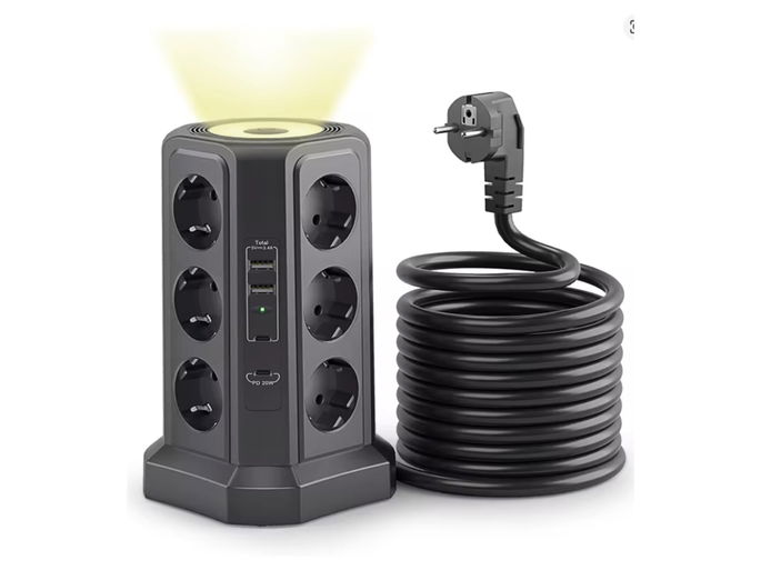 Protetor contra surtos multisoquete UE Black 4000W 16A com porta USB