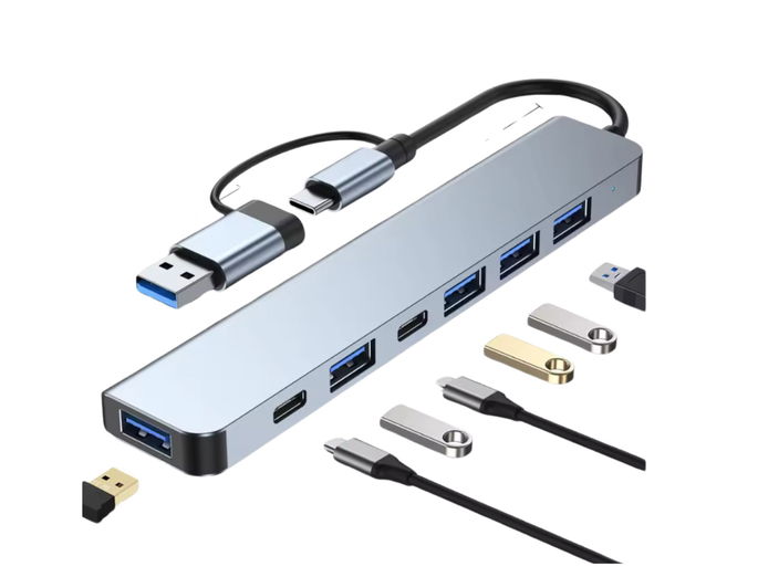 Hub USB C Hub USB 3.0, extensor USB 7 em 1 de alumínio