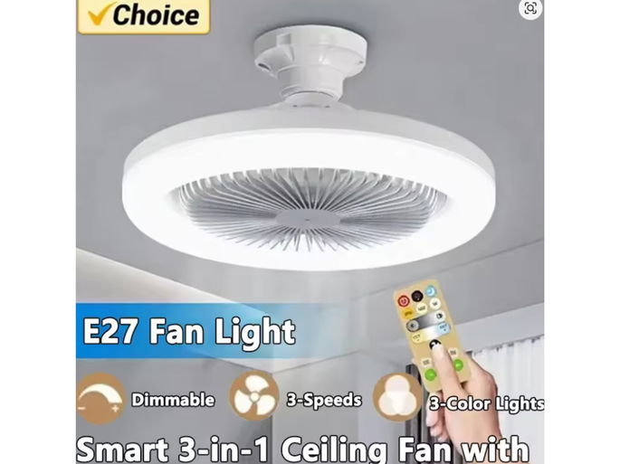 Ventilador de teto inteligente 3 em 1 com iluminação