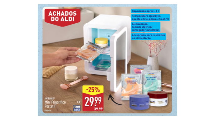 Mini frigorífico portátil no Aldi