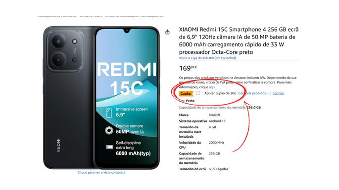 Aplicar o cupão de desocnto de 20 euros