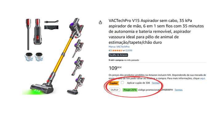 Desconto com cupão na amazon ES