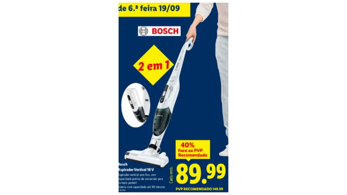 Aspirador vertical sem fios por 89.99 euros