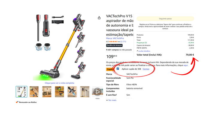 Aplicar cupão de desconto na Amazon