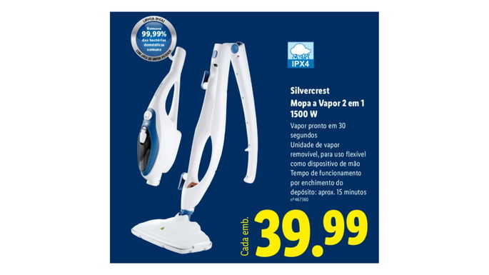 Mopa a vapor 2 em 1 no LIDL