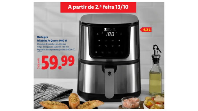 Fritadeira de Ar Quente 1400 W no Lidl