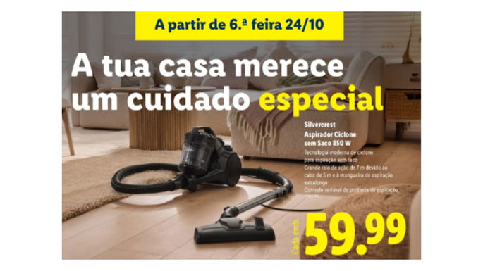 Aspirador sem saco no Lidl por apenas 59,99 euros