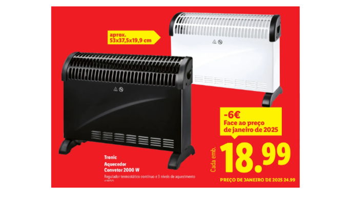 aquecedor por apenas 18,9 euros no lidl