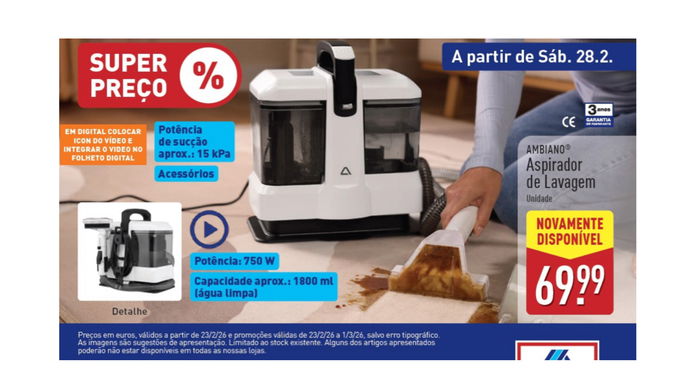 aspirador de lavagem por 69,99 euros