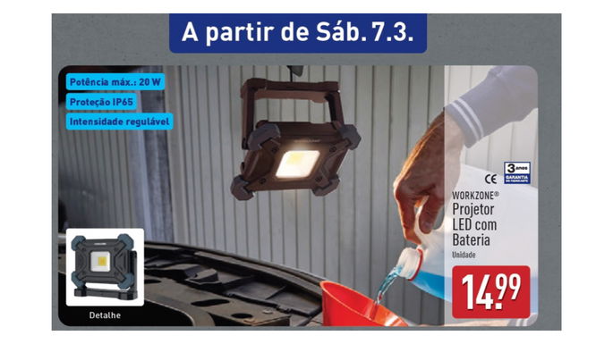 Projetor LED com Bateria por 12,99 euros