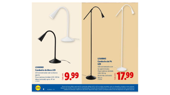 Candeeiro de Mesa e de ch&atilde;o no lidl