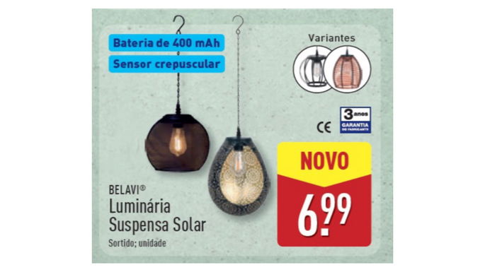 Luminaria supensa solar por 6,99 euros