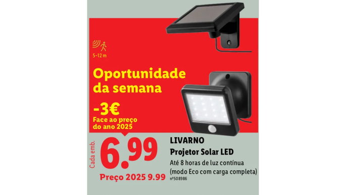Luz solar de LED no Lidl por apenas 9,89 euros