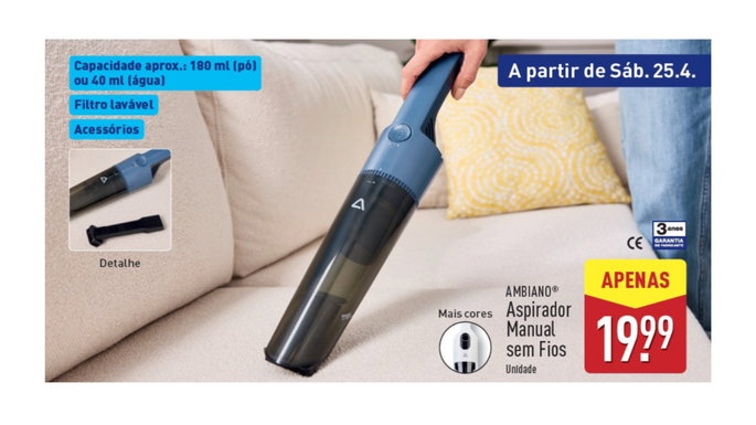 Aspirador Manual sem Fios no aldi