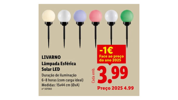 L&acirc;mpada Esf&eacute;rica Solar LED