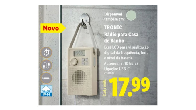 R&aacute;dio para Casa de Banho por apenas 17,99 euros