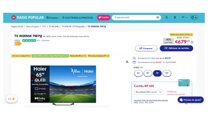 TV HAIER H65S80FUX (4K, QLED, Smart, Google TV, 60 Hz)