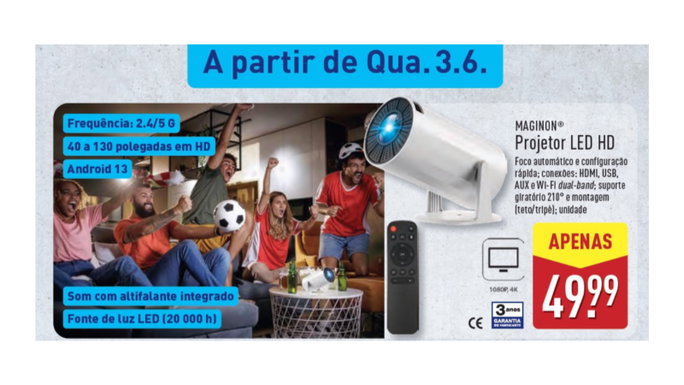 Projetor de LED HD por menso de 50 euros