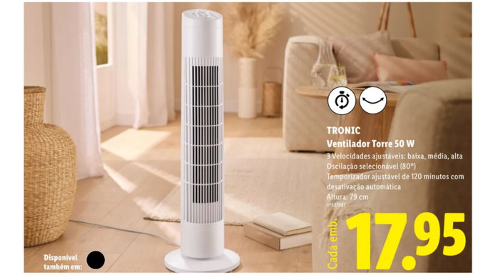 Ventilador Torre 50 W por apenas 17,95 euros