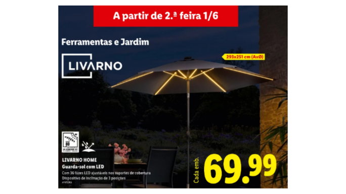 Guarda-sol com LED por apenas 69,99 euros