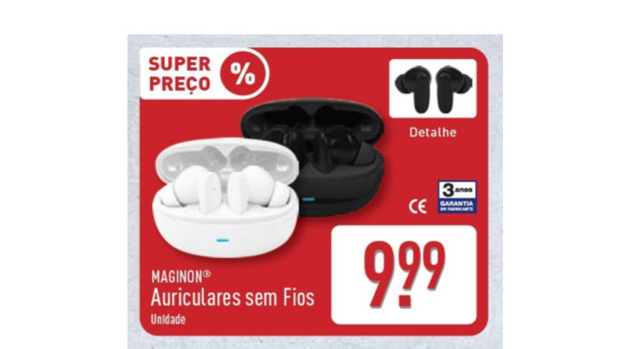 auriculares em fios por 9,99 euros