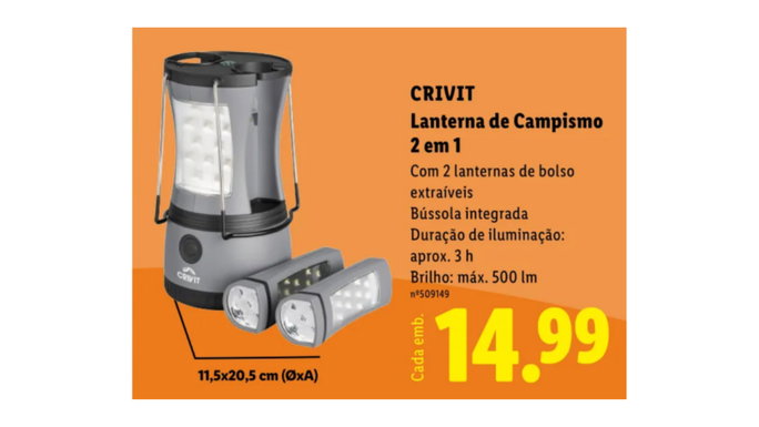 Lanterna de Campismo 2 em 1