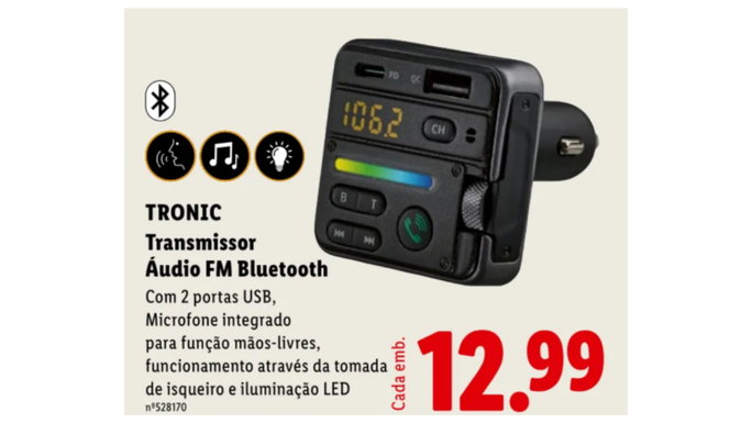 Transmissor &Aacute;udio FM Bluetooth