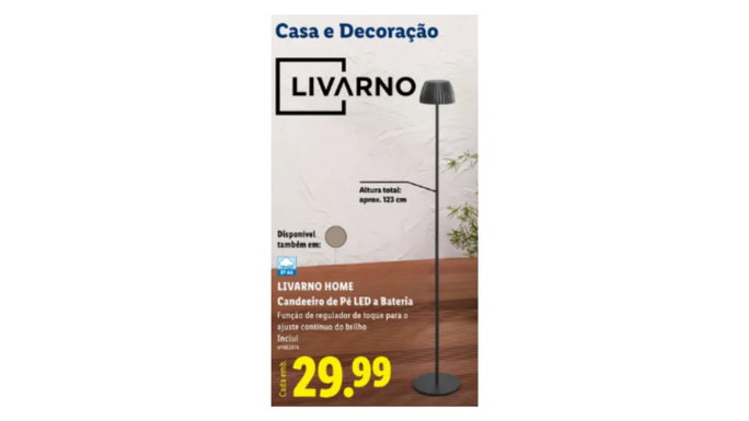 Candeeiro de P&eacute; LED a Bateria