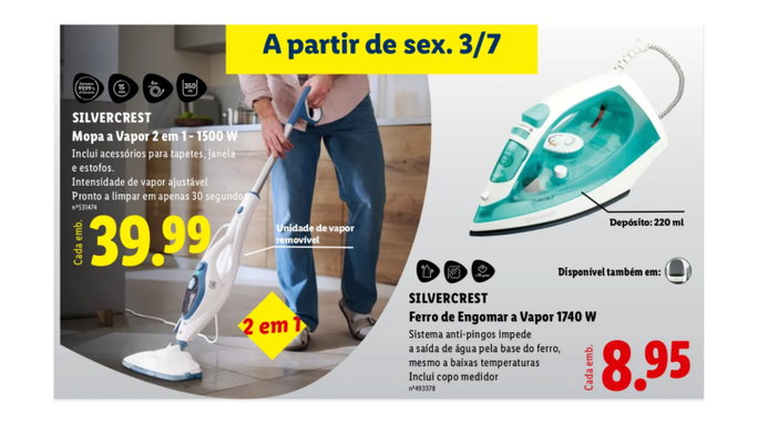 Mopa a vapor SILVERCREST 2 em 1