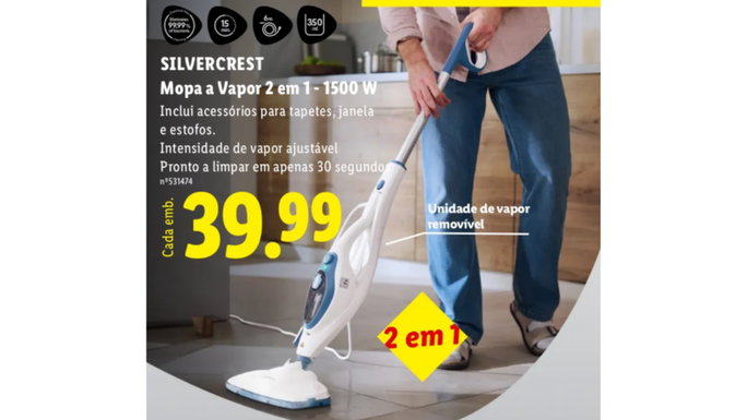 Mopa a vapor 2 em 1 no LIDL