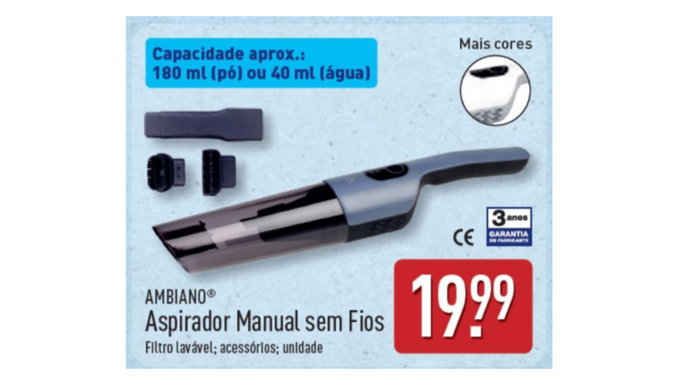 Aspirador Manual sem Fios no aldi