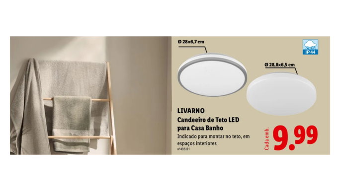 Candeeiro de Teto LED para Casa Banho