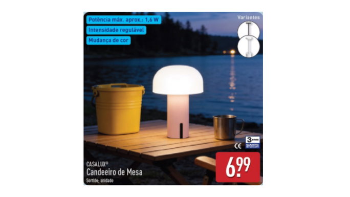 candeeiro por apenas 6,99 euros