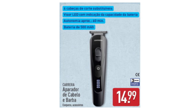 aparador de cabelo e barba por 14,99 euros