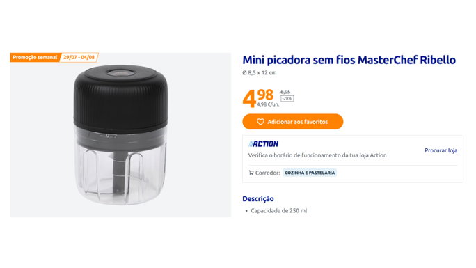 Mini picadora sem fios MasterChef Ribello
