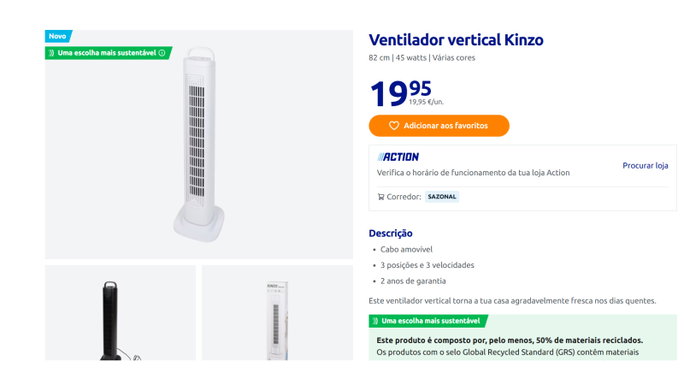 Ventilador vertical Kinzo
