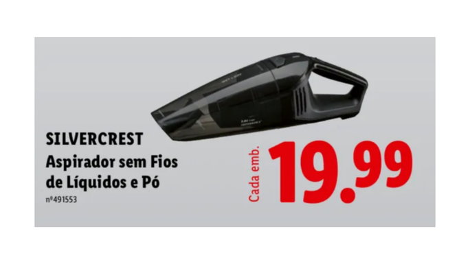 aspirador sem fio de liquido e po lidl