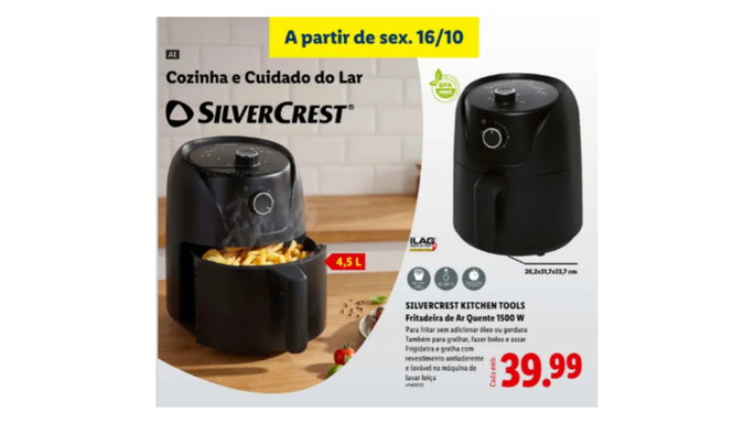 Fritadeira de ar quente por 39,99 euros