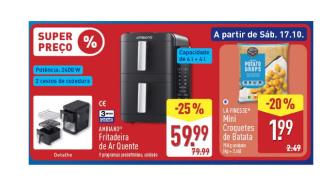 fritadeira por 59,99 euros