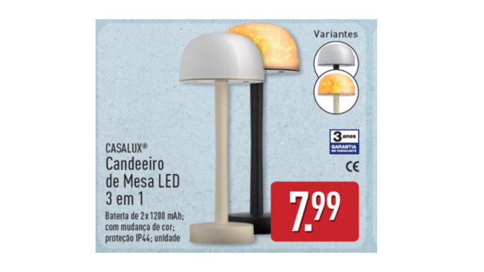 Candeeiro de Mesa LED 3 em 1