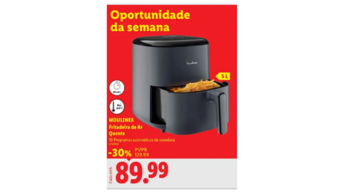 Fritadeira de ar quente por 89,99 euros